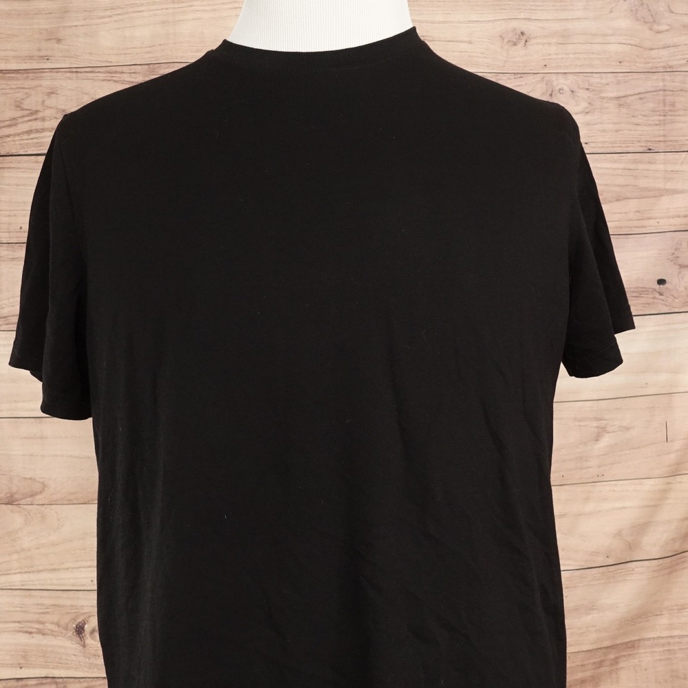 H&M Shirt Mens L Black Short Sleeve Slim Fit Basic Jersey Cotton Tee T-Shirt